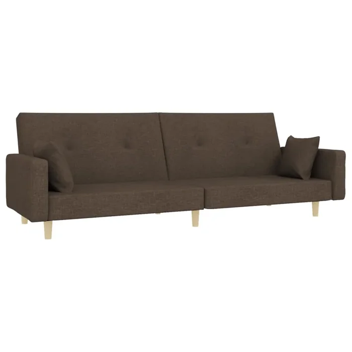 vidaXL Sofá cama de 2 plazas con dos almohadas tela gris taupe