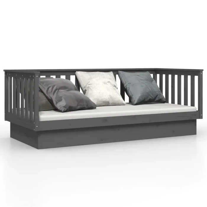 vidaXL Sofá cama de madera maciza de pino gris 100×200 cm