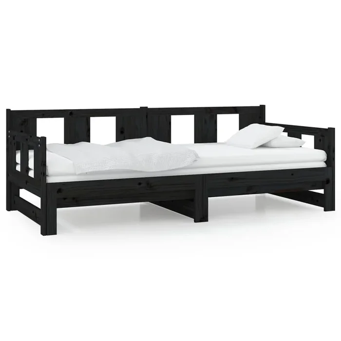 vidaXL Sofá cama extraíble madera maciza de pino 2x(90×190) cm (2)