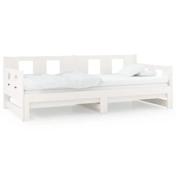 vidaXL Sofá cama extraíble madera maciza de pino blanco 2x(80×200) cm (6)