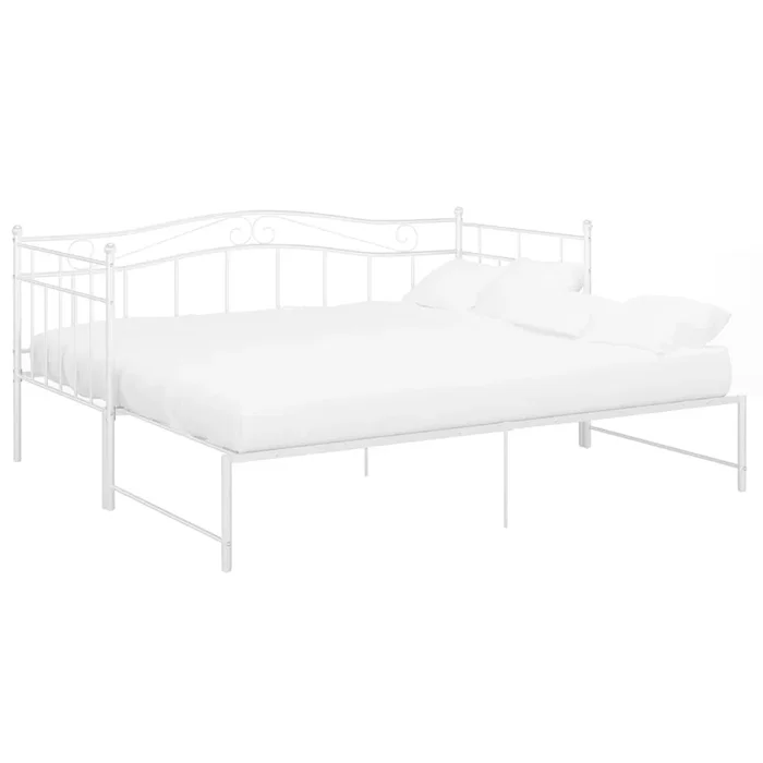 vidaXL Sofá cama extraíble sin colchón metal blanco 90x200cm (4)