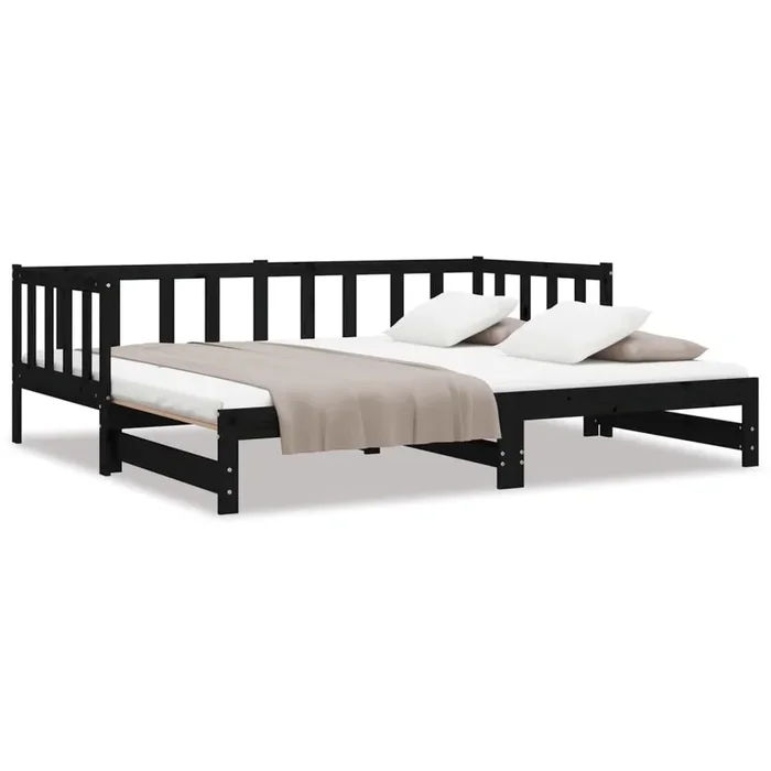 vidaXL Sofá cama extraíble sin colchón negro 2x(90×190) cm (6)