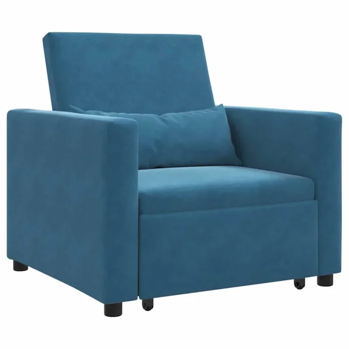 vidaXL Sofá Cama Individual Azul 90 x 165 x 87 cm Terciopelo