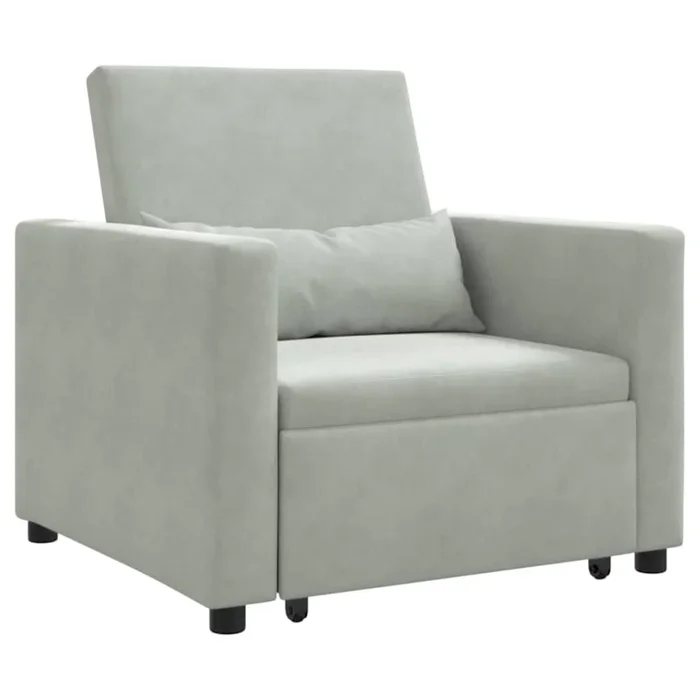 vidaXL Sofá Cama Individual Gris claro 90 x 165 x 87 cm Terciopelo