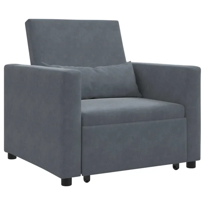 vidaXL Sofá Cama Individual Gris oscuro 90 x 165 x 87 cm Terciopelo
