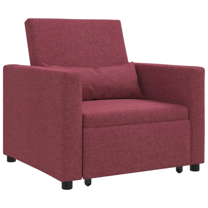 vidaXL Sofá Cama Individual Rojo vino tinto 90 x 165 x 87 cm tela