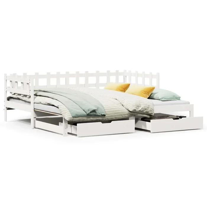vidaXL Sofá cama nido con cajones sin colchón blanco 90×190 cm (7)