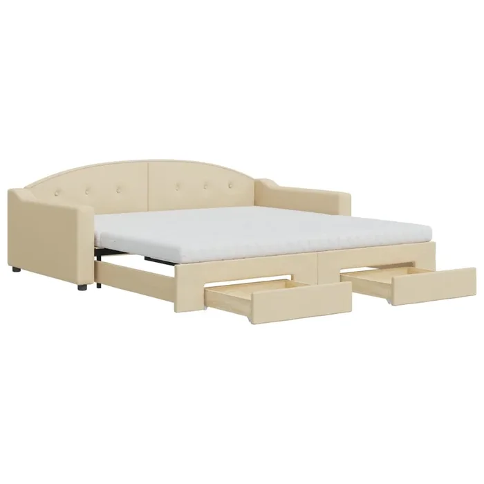 vidaXL Sofá cama nido con cajones tela color crema 100×200 cm (2)