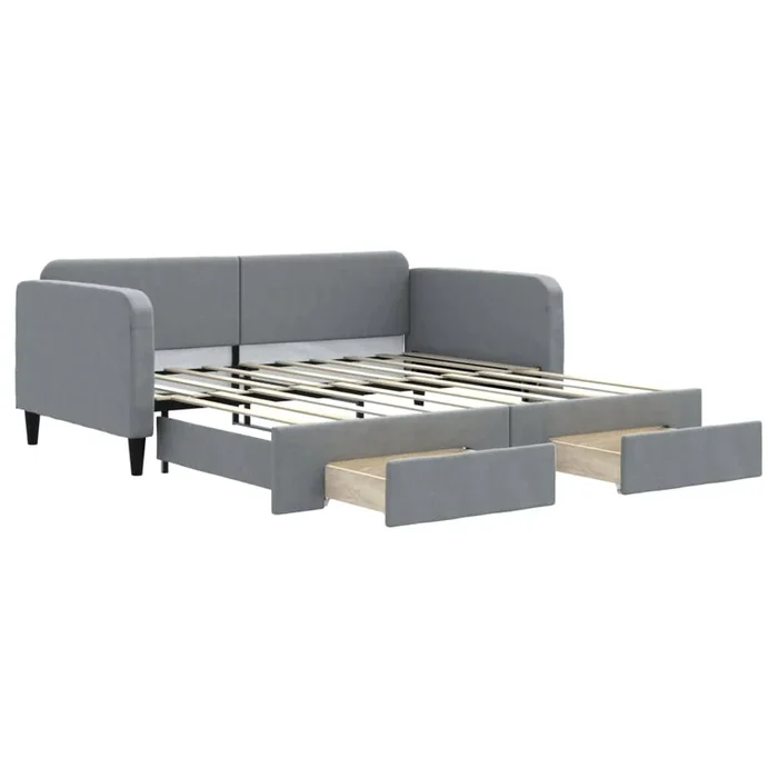 vidaXL Sofá cama nido con cajones tela gris claro 90×190 cm (4)