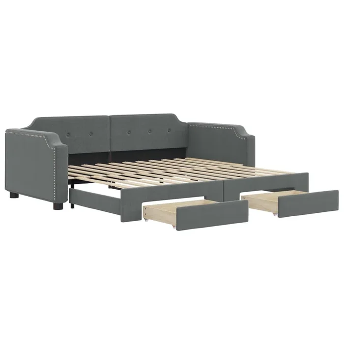 vidaXL Sofá cama nido con cajones tela gris oscuro 100×200 cm (8)