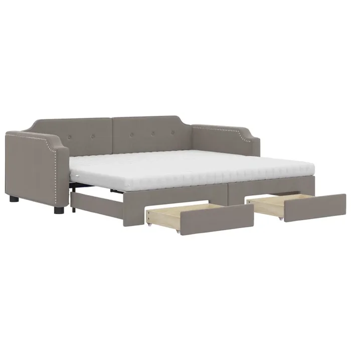 vidaXL Sofá cama nido con cajones tela gris taupe 90×200 cm