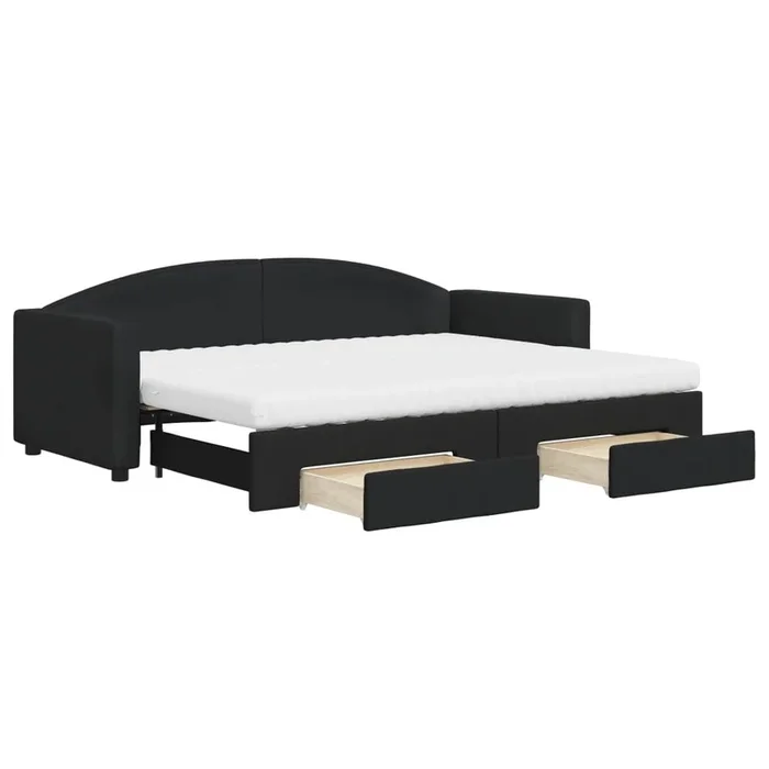 vidaXL Sofá cama nido con cajones tela negro 80×200 cm (6)