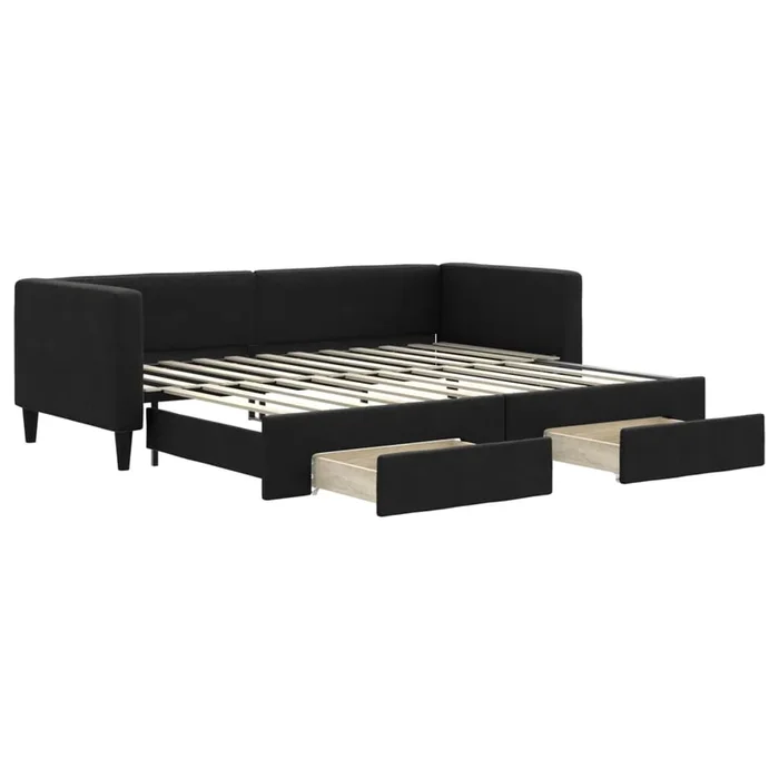 vidaXL Sofá cama nido con cajones tela negro 80×200 cm (8)