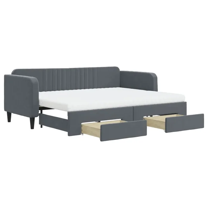 vidaXL Sofá cama nido con cajones terciopelo gris oscuro 80×200 cm (10)