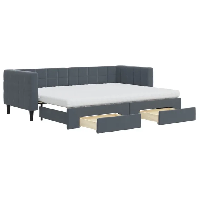 vidaXL Sofá cama nido con cajones terciopelo gris oscuro 80×200 cm (2)