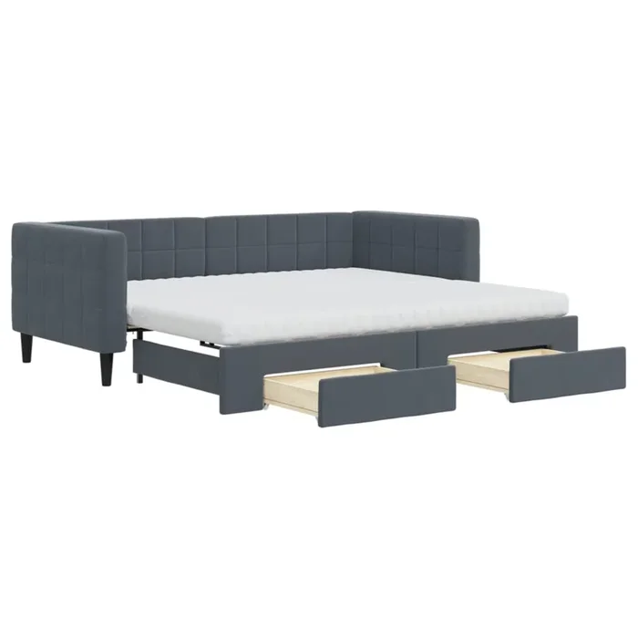 vidaXL Sofá cama nido con cajones terciopelo gris oscuro 90×190 cm (2)
