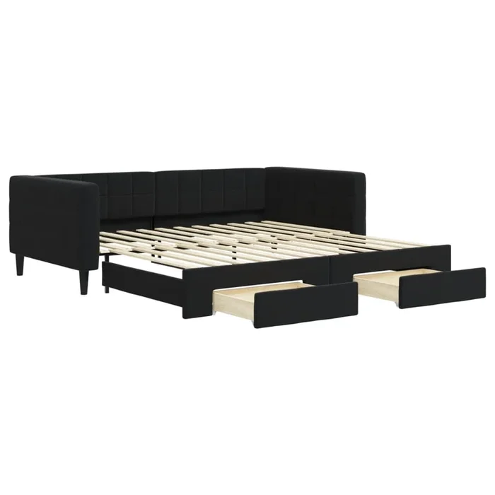vidaXL Sofá cama nido con cajones terciopelo negro 100×200 cm (3)