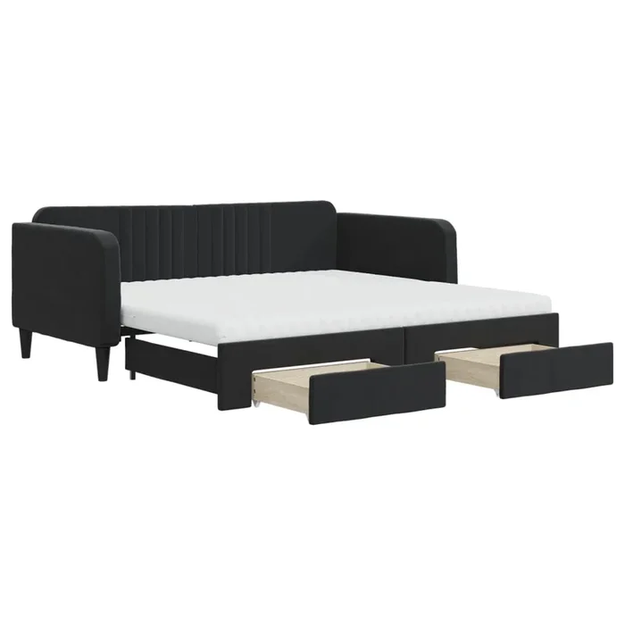 vidaXL Sofá cama nido con cajones terciopelo negro 90×190 cm (9)