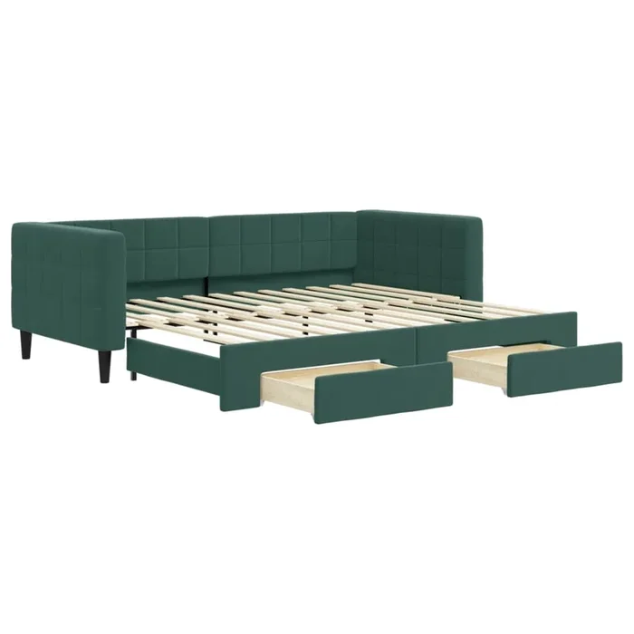 vidaXL Sofá cama nido con cajones terciopelo verde oscuro 90×200 cm (4)