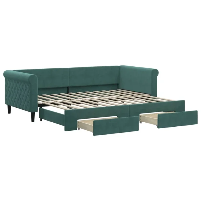 vidaXL Sofá cama nido con cajones terciopelo verde oscuro 90×200 cm (6)