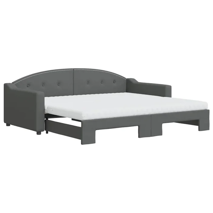 vidaXL Sofá cama nido con colchón tela gris oscuro 90×190 cm