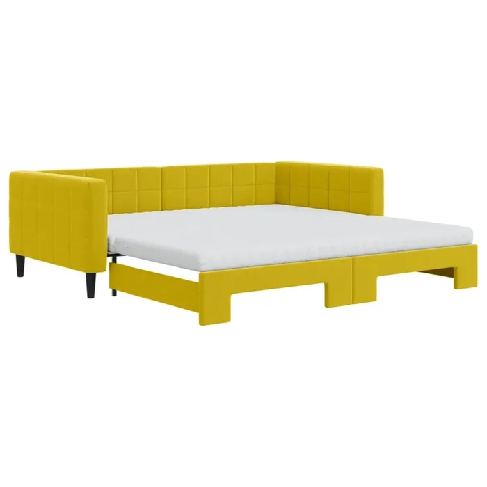 vidaXL Sofá cama nido con colchón terciopelo amarillo 100×200 cm (2)