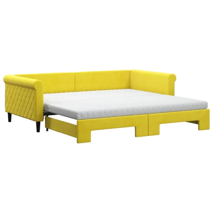 vidaXL Sofá cama nido con colchón terciopelo amarillo 100×200 cm (3)