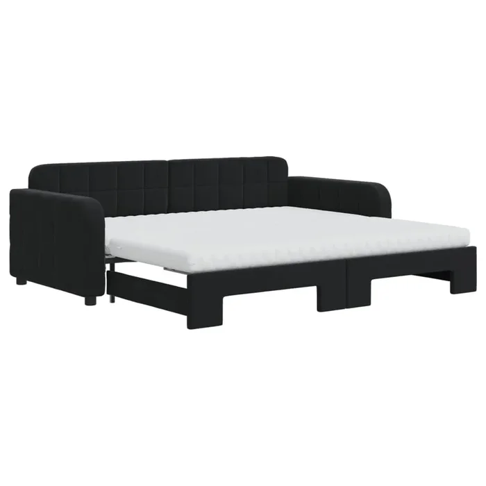 vidaXL Sofá cama nido con colchón terciopelo negro 90×190 cm (5)