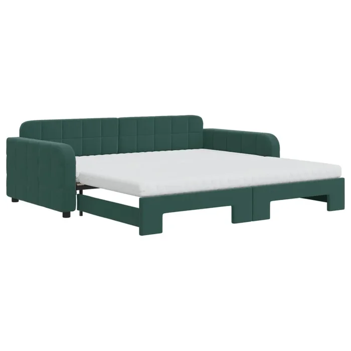 vidaXL Sofá cama nido con colchón terciopelo verde oscuro 100×200 cm (5)