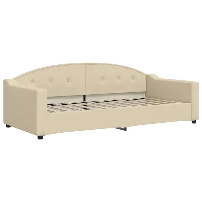 vidaXL Sofá cama sin colchón tela crema 90×200 cm (3)