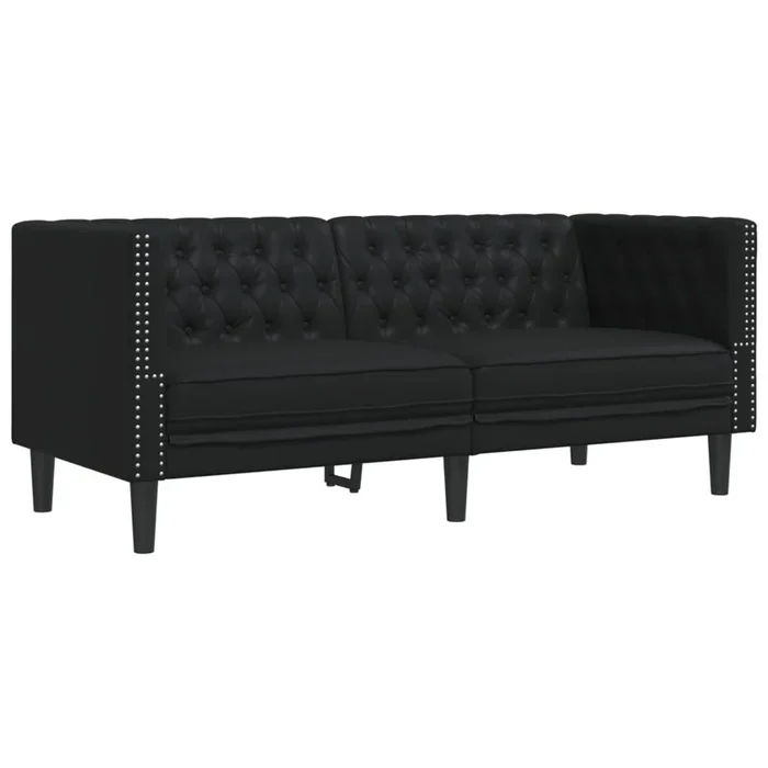 vidaXL Sofá Chesterfield de 2 plazas cuero artificial negro