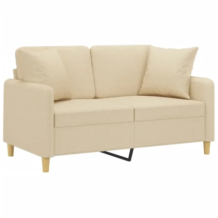 vidaXL Sofá de 2 plazas con cojines tela color crema 120 cm (2)