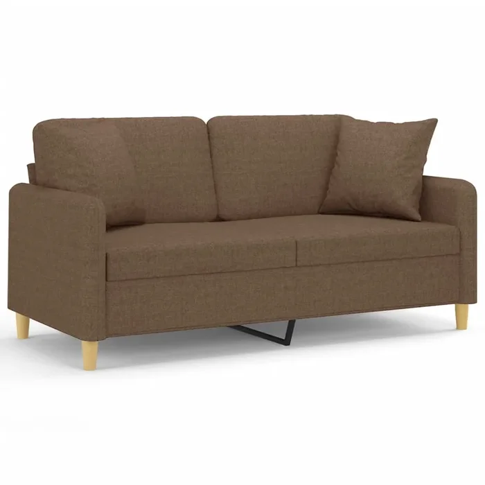 vidaXL Sofá de 2 plazas con cojines tela marrón 140 cm (3)