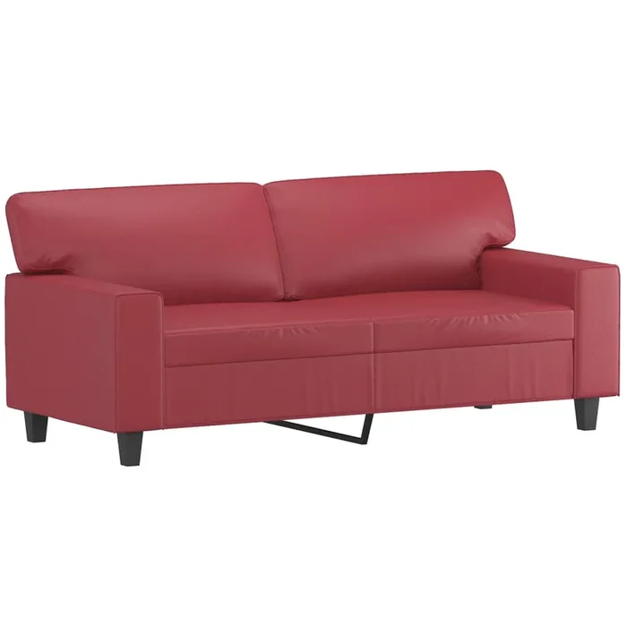 vidaXL Sofá de 2 plazas de cuero sintético rojo vino 140 cm (5)