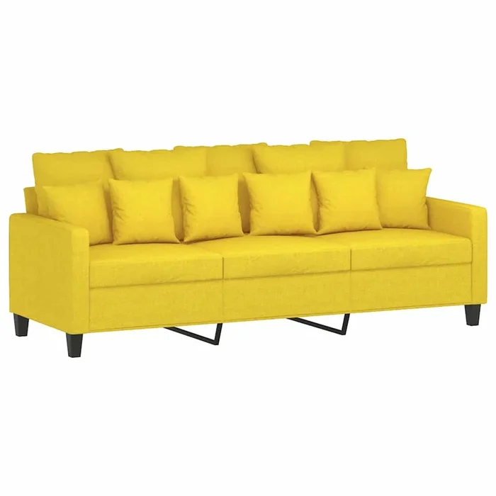 vidaXL Sofá de 3 plazas de tela amarillo claro 180 cm (6)