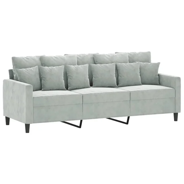 vidaXL Sofá de 3 plazas terciopelo gris claro 180 cm (2)