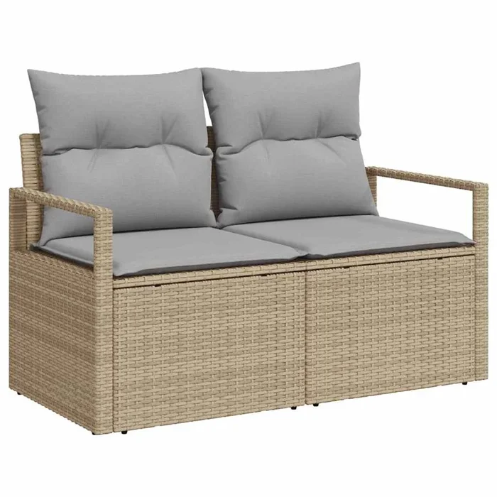 vidaXL Sofá de jardín con cojín Beige 120 x 62 x 69cm ratán sintético (2)