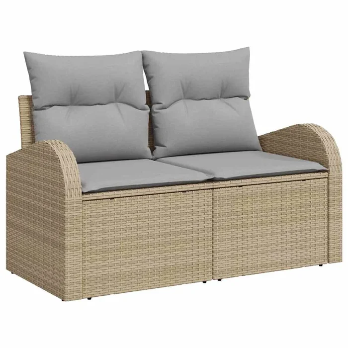 vidaXL Sofá de jardín con cojín Beige 124 x 62 x 69cm ratán sintético (3)