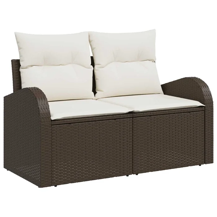 vidaXL Sofá de jardín con cojín Marrón 124 x 62 x 69cm ratán sintético