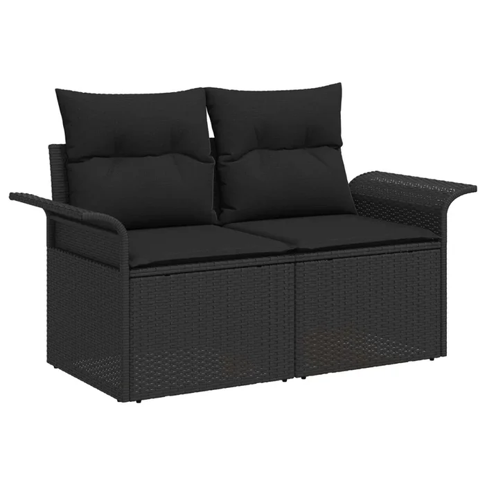 vidaXL Sofá de jardín con cojín Negro 141 x 62 x 69 cm ratán sintético