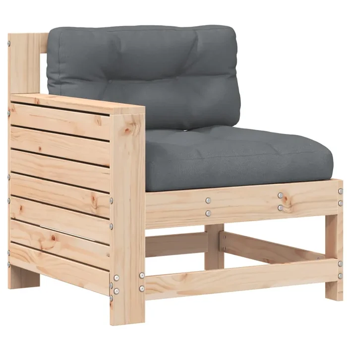 vidaXL Sofá de jardín con reposabrazos y cojín madera maciza de pino (2)