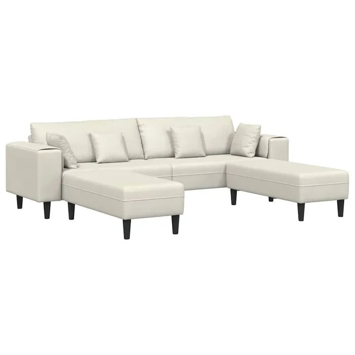 vidaXL Sofá de terciopelo con cojín 3 pcs Crema 208 cm Terciopelo