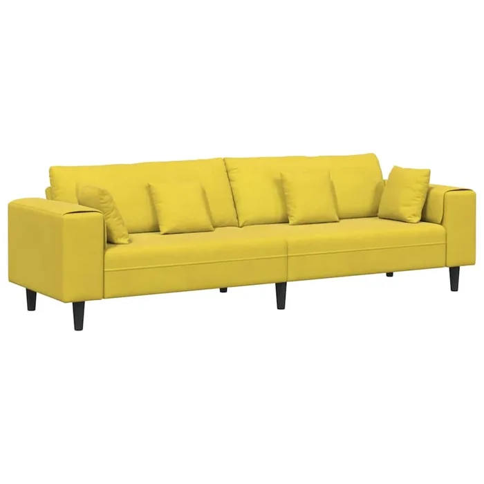 vidaXL Sofá de terciopelo con cojín Amarillo 210 cm Terciopelo