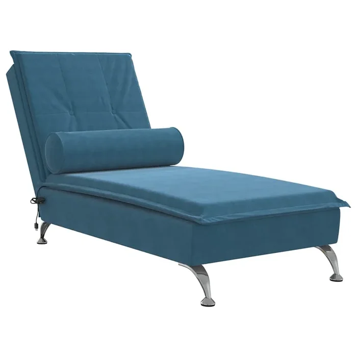 vidaXL Sofá diván de masaje con cojín de terciopelo azul (2)