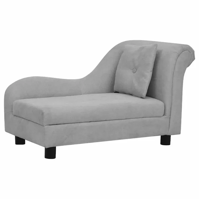 vidaXL Sofá para perros con almohada gris felpa 83x44x44 cm