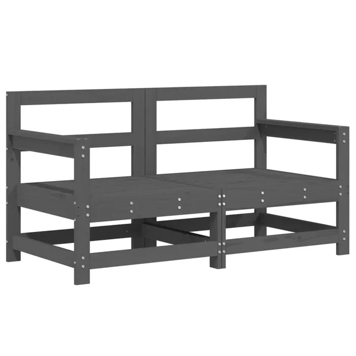 vidaXL Sofás de esquina de jardín 2 uds madera maciza de pino gris (4)