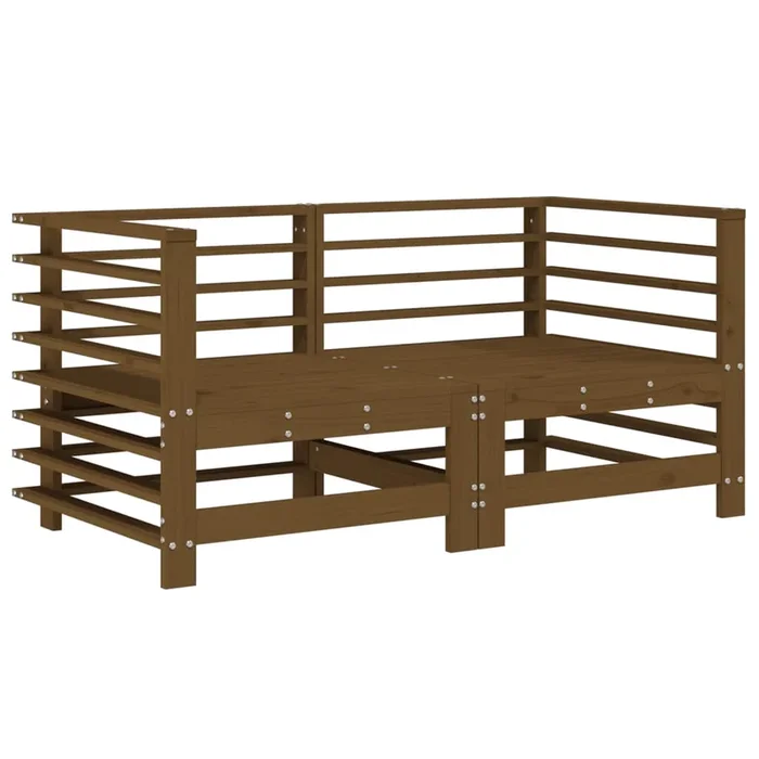 vidaXL Sofás de esquina de jardín 2 uds madera maciza pino marrón miel (3)
