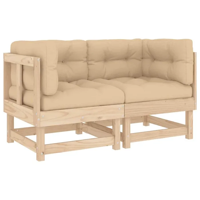 vidaXL Sofás esquineros con cojines 2 uds madera maciza de pino (2)
