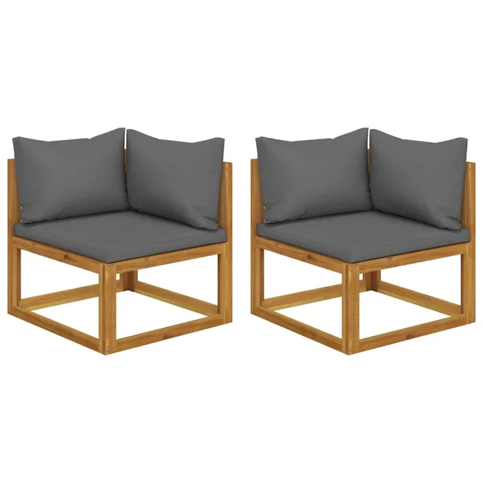 vidaXL Sofás modulares de esquina con cojines 2 uds madera de acacia (2)