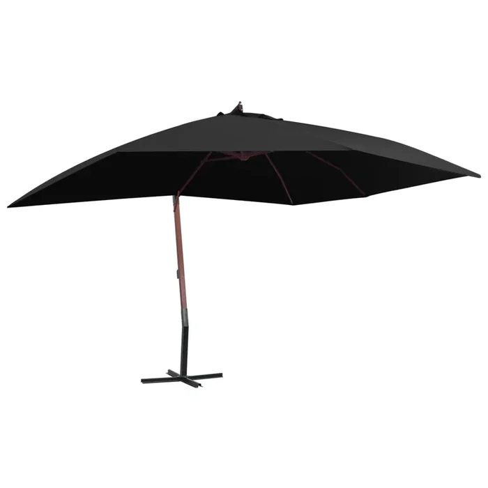 vidaXL Sombrilla de jardín colgante con palo de madera negro 4×3 m